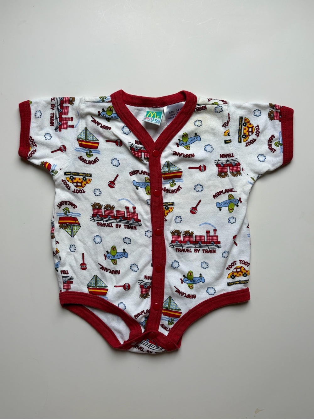 3-6 Month Vintage McBaby Sleeper Trains, Planes, Cars, Boat 100% Cotton